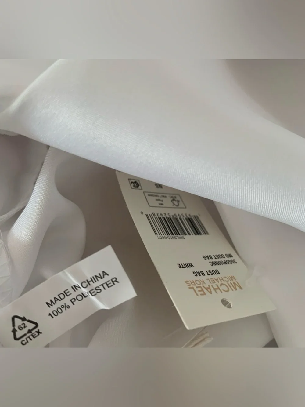 Michael Kors White Medium 16x15“ Dust Bag Storage Drawstring Cover Bag NWT
